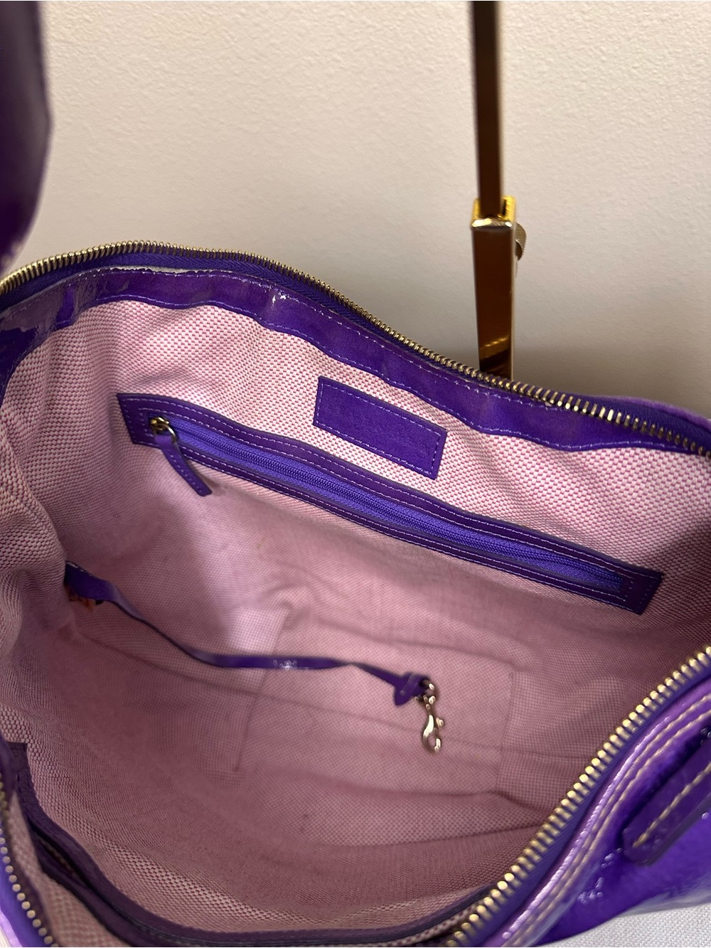 Dooney & Bourke Luisa Purple Patent Leather Shoulder Hobo Bag - Picture 10 of 15